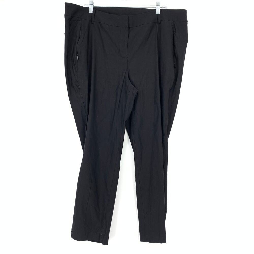 Lane Bryant Slim Leg Dress Pants Womens Size 20 Black Zip Pocket Detail Stretch
